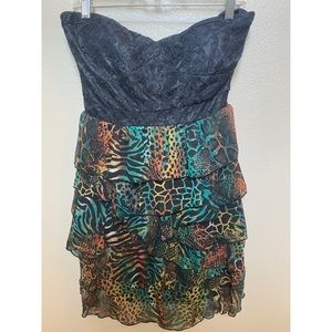 American Rag Strapless Lace and Animal Print Dress